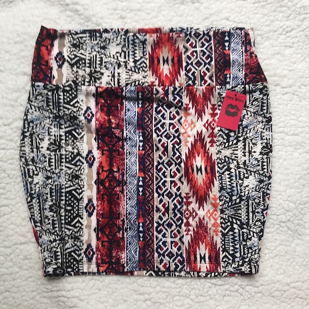 🆕 Multicolored Boho Pattern Stretch Mini Skirt